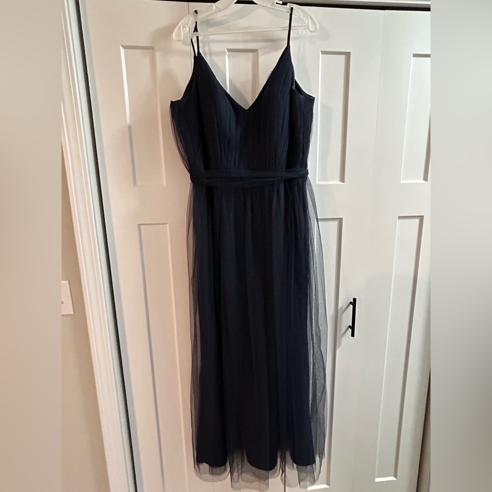 Bari Jay Navy Chiffon Bridesmaid Dress